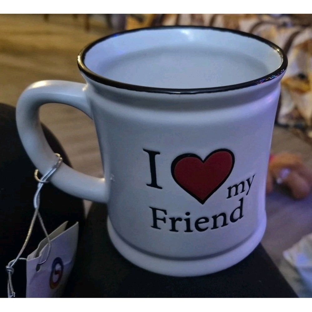 Spectrum Designz I LOVE (Heart) MY FRIEND Natural Ceramic Bottom Large Mug 4.25"